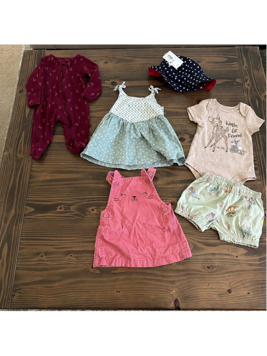 Old Navy Other - Baby Girl Clothing Lot 0-3 Months Disney Bambi Footie Dress Hat 6 Pc